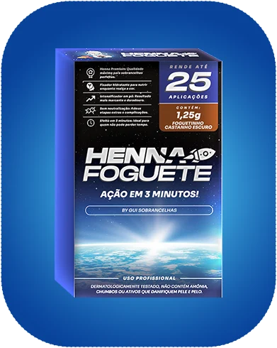 Embalagem frontal Henna Foguete - Foguetinho Castanho Escuro